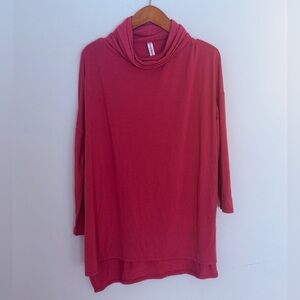 Zenana Women's Premium Outfitters Long Sleeve Scoop Turtleneck Dusty Rose Size L